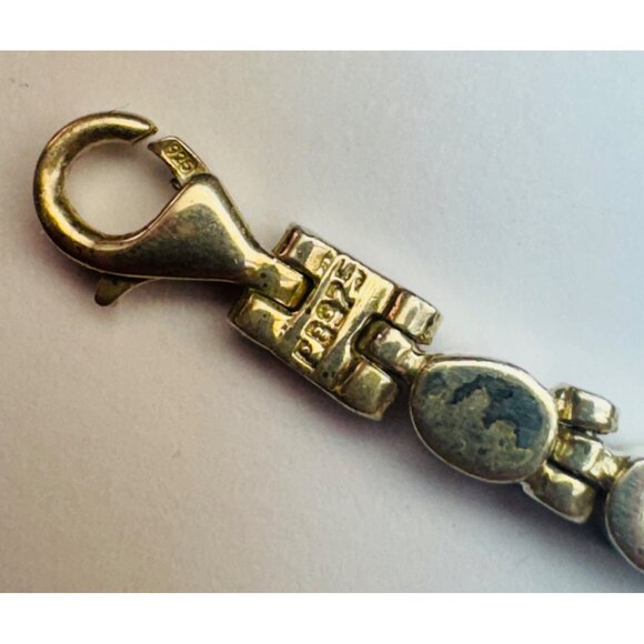 Estate Sterling Silver 925 Black Enamel Fancy Link Choker Necklace 16" 31.2g - Picture 5 of 7